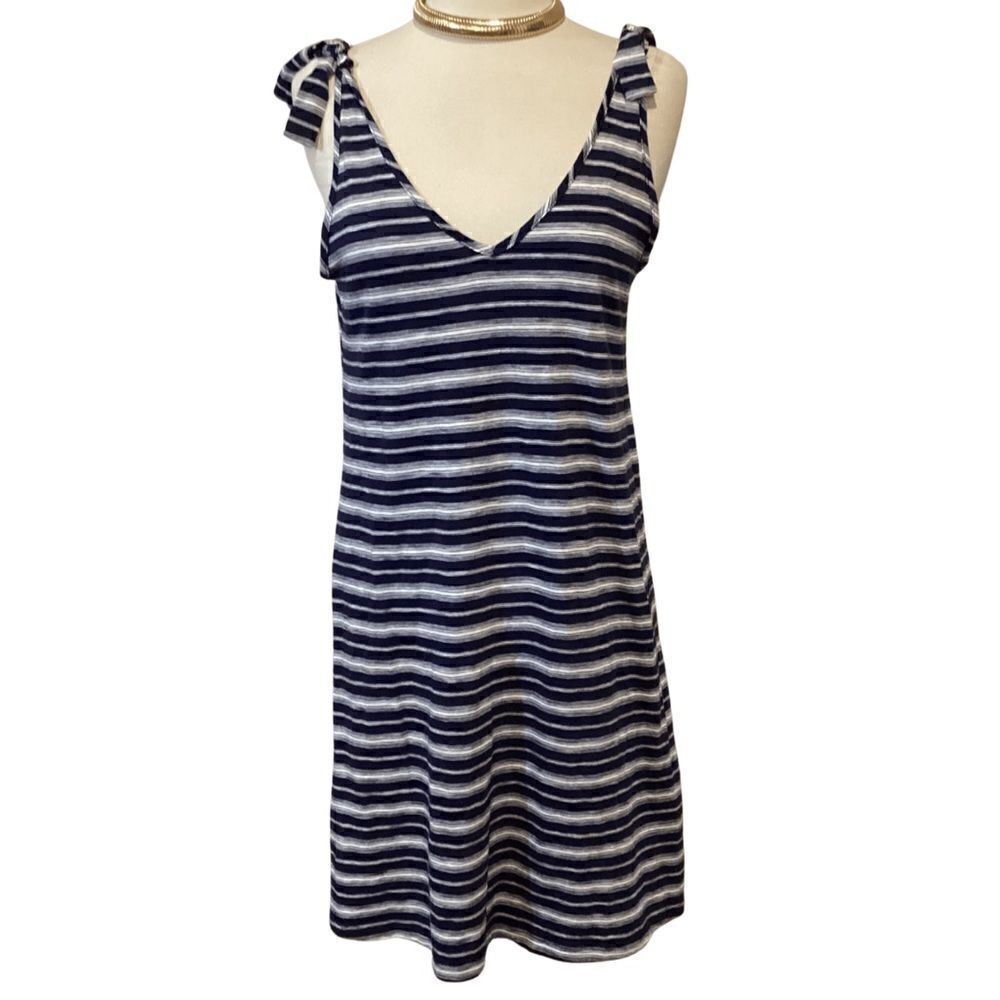 NWT Gap Navy Blue White Striped Tie Strap Dress Small